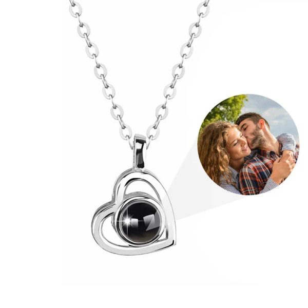 Personalized Heart Photo Projection Necklace with 100 Languages Personalized Heart Photo Projection Necklace with 100 Languages