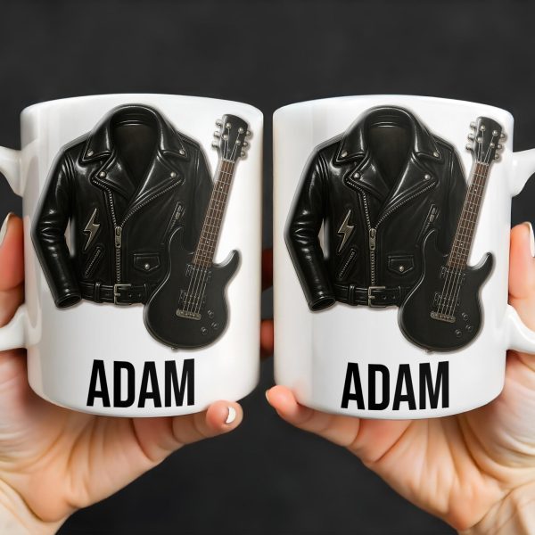 Personalized Leather Jacket and Guitar Design - Personalized Custom Coffee Mug - FAM331_MG
