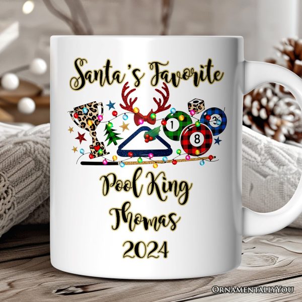 Personalized Mug Billiards Buffalo Plaid Christmas, Pool Balls Snooker Gift Personalized Mug Billiards Buffalo Plaid Christmas, Pool Balls Snooker Gift