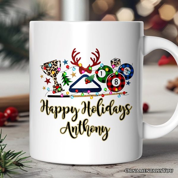 Personalized Mug Billiards Buffalo Plaid Christmas, Pool Balls Snooker Gift Personalized Mug Billiards Buffalo Plaid Christmas, Pool Balls Snooker Gift