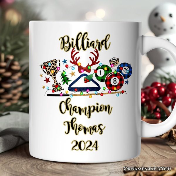 Personalized Mug Billiards Buffalo Plaid Christmas, Pool Balls Snooker Gift Personalized Mug Billiards Buffalo Plaid Christmas, Pool Balls Snooker Gift