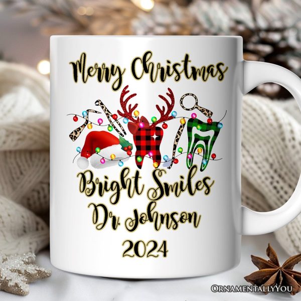Personalized Mug Dentist Buffalo Plaid Christmas, Dental Gift Personalized Mug Dentist Buffalo Plaid Christmas, Dental Gift