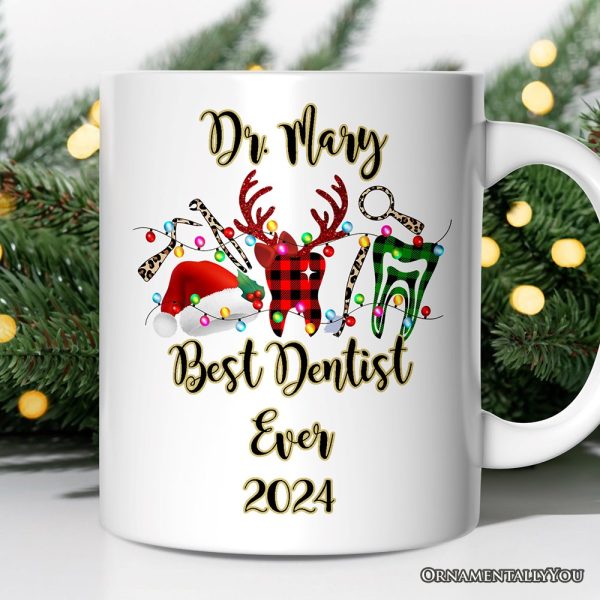 Personalized Mug Dentist Buffalo Plaid Christmas, Dental Gift Personalized Mug Dentist Buffalo Plaid Christmas, Dental Gift
