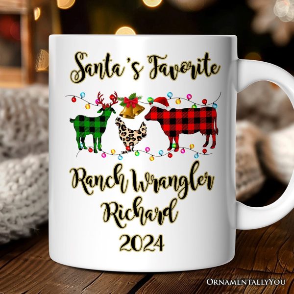 Personalized Mug Farm Animal Buffalo Plaid Christmas, Farmhouse Gift Personalized Mug Farm Animal Buffalo Plaid Christmas, Farmhouse Gift