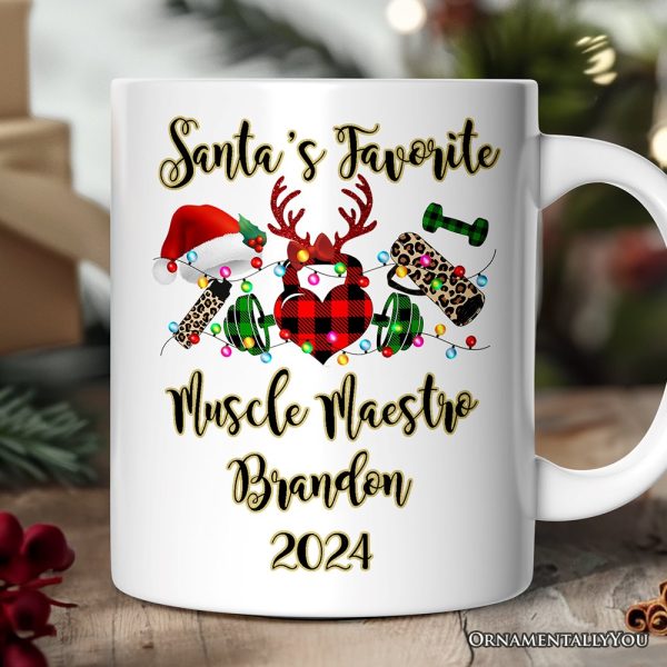 Personalized Mug Gym Buffalo Plaid Christmas, Personal Trainer Gift Personalized Mug Gym Buffalo Plaid Christmas, Personal Trainer Gift