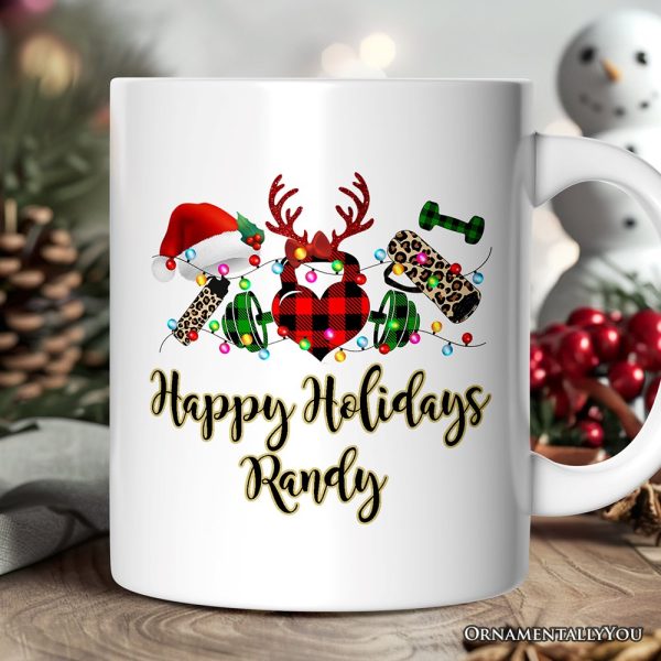 Personalized Mug Gym Buffalo Plaid Christmas, Personal Trainer Gift Personalized Mug Gym Buffalo Plaid Christmas, Personal Trainer Gift