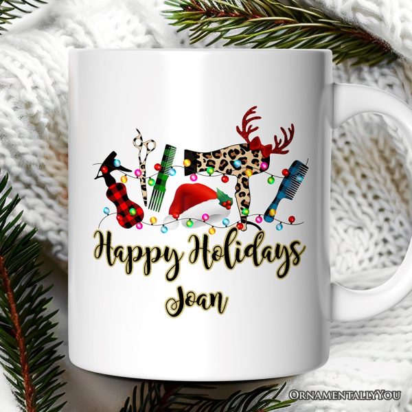 Personalized Mug Hair Stylist Buffalo Plaid Christmas, Hair Hustler Gift
