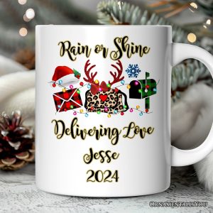 Personalized Mug Postal Worker Buffalo Plaid Christmas Gift