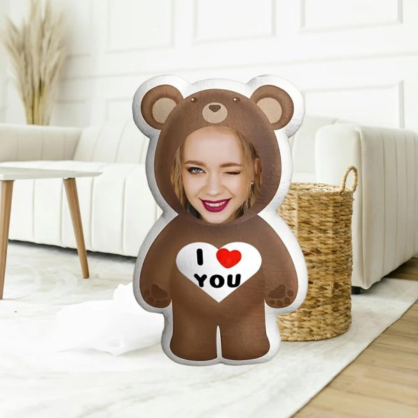 Personalized Photo Bear Plush Pillow with I Love You Message Personalized Photo Bear Plush Pillow with I Love You Message