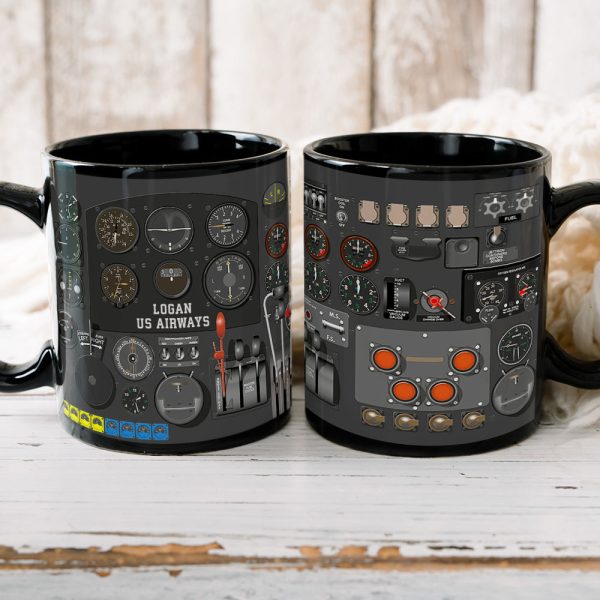 Personalized Plane Dashboard Mug, Custom Airplane Cockpit, Gift For Airplane Lovers (AP0402)