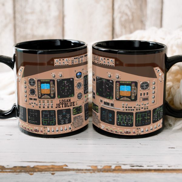 Personalized Plane Dashboard Mug, Custom Airplane Cockpit, Gift For Airplane Lovers (AP0402)