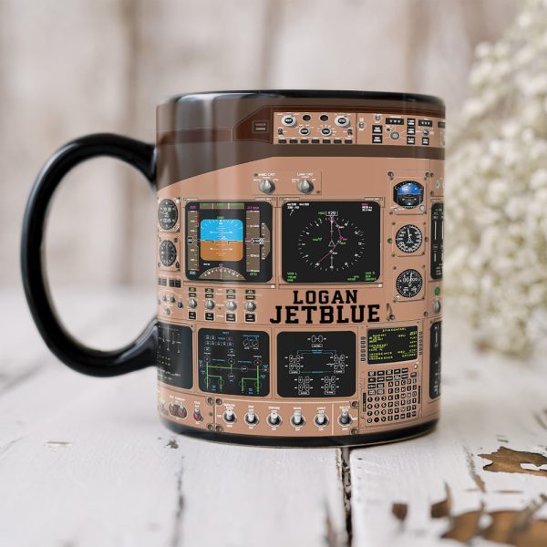 Personalized Plane Dashboard Mug, Custom Airplane Cockpit, Gift For Airplane Lovers (AP0402)