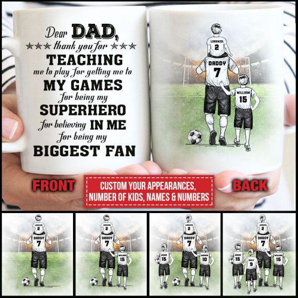 Personalized Soccer Dad And Child Thank You Custom Kid Custom Mug Personalized Soccer Dad And Child Thank You Custom Kid Custom Mug