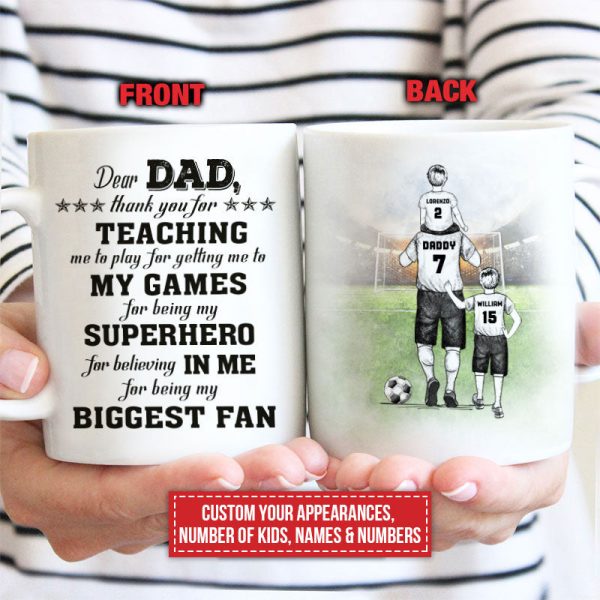Personalized Soccer Dad And Child Thank You Custom Kid Custom Mug Personalized Soccer Dad And Child Thank You Custom Kid Custom Mug