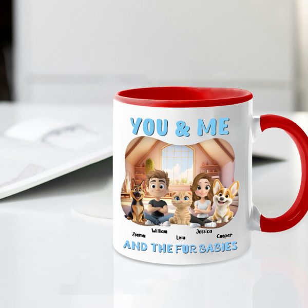 Personalized White Ceramic Couple & Dog Mug - Dog Lovers Gift Personalized White Ceramic Couple & Dog Mug - Dog Lovers Gift