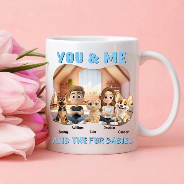 Personalized White Ceramic Couple & Dog Mug - Dog Lovers Gift Personalized White Ceramic Couple & Dog Mug - Dog Lovers Gift