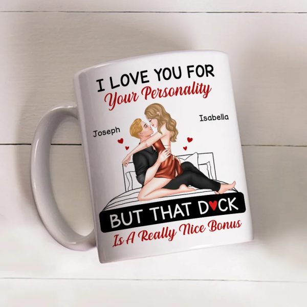 Personalized White Ceramic Mug for Couples with Hugging Bed Scene Fun Romantic Coffee Gift, A Really Nice Bonus Surprise Personalized White Ceramic Mug for Couples with Hugging Bed Scene Fun Romantic Coffee Gift, A Really Nice Bonus Surprise