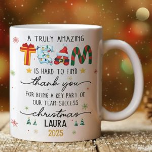 Personalized White Ceramic Mug For Coworker Appreciation A Truly Amazing Team Christmas Gift, Unique Thank You Present