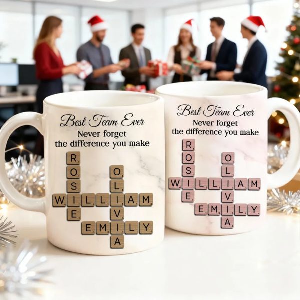 Personalized White Ceramic Mug for Team Members, Custom Name Design for Coworkers, Unique Appreciation Gift Personalized White Ceramic Mug for Team Members, Custom Name Design for Coworkers, Unique Appreciation Gift