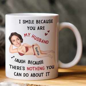 Personalized White Ceramic Mug Funny Husband Love Quote With Custom Photo Look Unique Valentine Gift