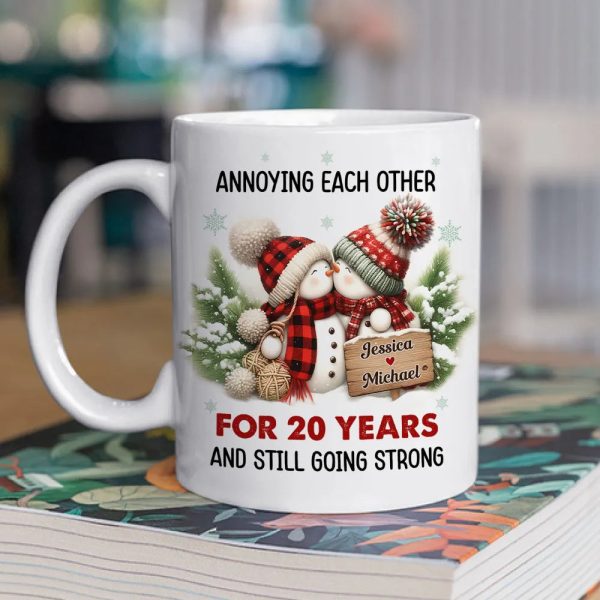 Personalized White Ceramic Mug with Cute Snowman Couple, Funny Anniversary Coffee Cup, Cozy Winter Keepsake, Unique Romantic Gift for Couples Personalized White Ceramic Mug with Cute Snowman Couple, Funny Anniversary Coffee Cup, Cozy Winter Keepsake, Unique Romantic Gift for Couples