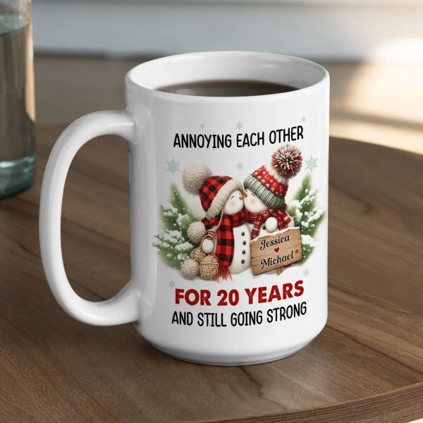 Personalized White Ceramic Mug with Cute Snowman Couple, Funny Anniversary Coffee Cup, Cozy Winter Keepsake, Unique Romantic Gift for Couples Personalized White Ceramic Mug with Cute Snowman Couple, Funny Anniversary Coffee Cup, Cozy Winter Keepsake, Unique Romantic Gift for Couples