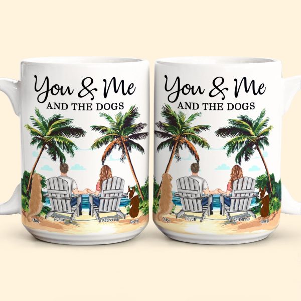Personalized White Ceramic Mug You & Me and the Dogs, Custom Mug for Couples with Their Dogs, Perfect Gift for Dog Lovers,