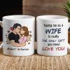 Personalized Wife Gift White Ceramic Mug with Kissing Couple Illustration, The Only Gift You Need, Unique Romantic Gift Personalized Wife Gift White Ceramic Mug with Kissing Couple Illustration, The Only Gift You Need, Unique Romantic Gift