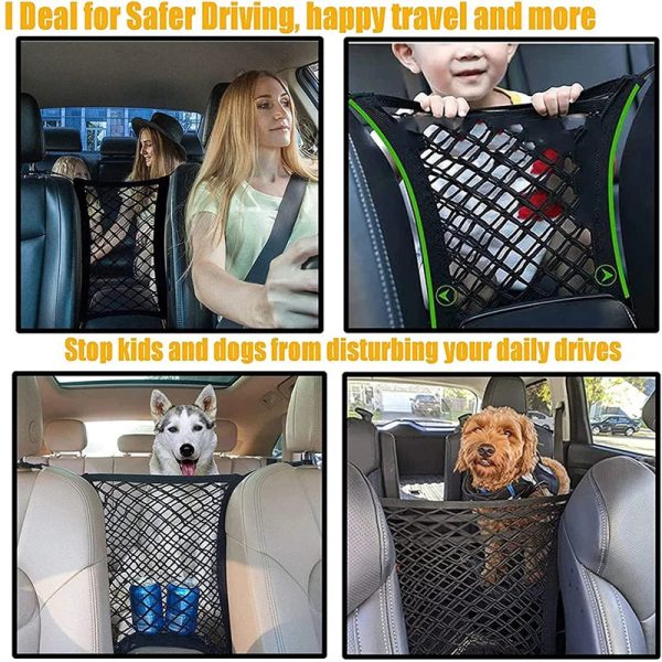 Pet Car Safety Net Barrier Rear Seat Fence with Storage Bag Pet Car Safety Net Barrier Rear Seat Fence with Storage Bag