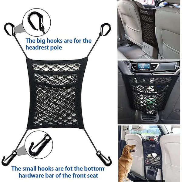 Pet Car Safety Net Barrier Rear Seat Fence with Storage Bag Pet Car Safety Net Barrier Rear Seat Fence with Storage Bag