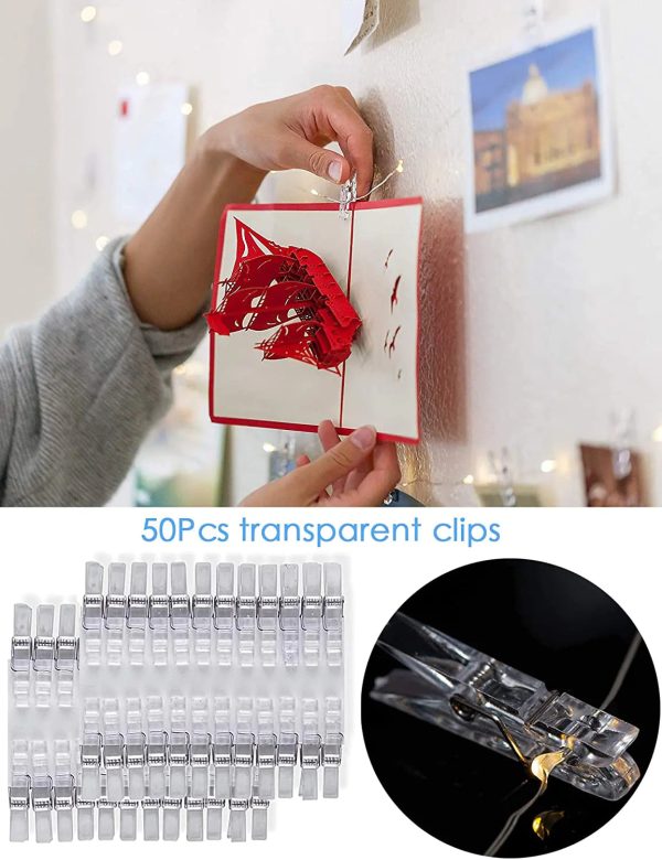 Photo Clip String Lights, 33Ft, 100 Led With Clear Clips Photo Clip String Lights, 33Ft, 100 Led With Clear Clips