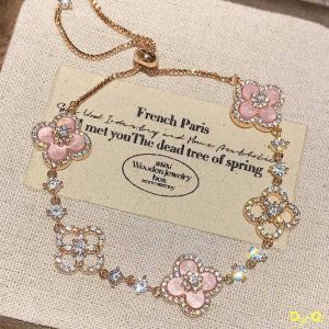 Pink Floral Charm Bracelet