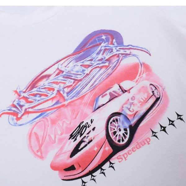 Pink Graphic Car Baby Tee Pink Graphic Car Baby Tee