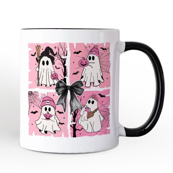 Pink Halloween Ghost Personalized Mug, Coquette Spooky Season Gift with Custom Name for Girly Aesthetic Pink Halloween Ghost Personalized Mug, Coquette Spooky Season Gift with Custom Name for Girly Aesthetic