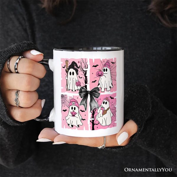 Pink Halloween Ghost Personalized Mug, Coquette Spooky Season Gift with Custom Name for Girly Aesthetic Pink Halloween Ghost Personalized Mug, Coquette Spooky Season Gift with Custom Name for Girly Aesthetic