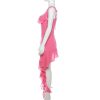Pink Irregular Ruffle Tie-Up Strap Mini Dress Pink Irregular Ruffle Tie-Up Strap Mini Dress