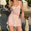 Pink Lace Bow Cami Top And Mini Skirt Set Pink Lace Bow Cami Top And Mini Skirt Set