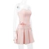 Pink Lace Up Corset And Pleated Mini Skirt Set Pink Lace Up Corset And Pleated Mini Skirt Set