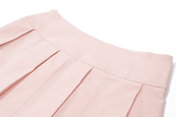 Pink Lace Up Corset And Pleated Mini Skirt Set Pink Lace Up Corset And Pleated Mini Skirt Set