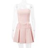 Pink Lace Up Corset And Pleated Mini Skirt Set Pink Lace Up Corset And Pleated Mini Skirt Set