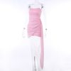 Pink Mesh Corset Draped Tube Mini Dress