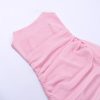 Pink Mesh Corset Draped Tube Mini Dress