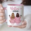 Pink Pajamas Besties, Besties Forever Personalized Mug, Heartfelt Gift For Best Friends, BFF