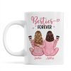 Pink Pajamas Besties, Besties Forever Personalized Mug, Heartfelt Gift For Best Friends, BFF