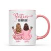 Pink Pajamas Besties, Besties Forever Personalized Mug, Heartfelt Gift For Best Friends, BFF
