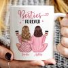 Pink Pajamas Besties, Besties Forever Personalized Mug, Heartfelt Gift For Best Friends, BFF