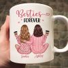 Pink Pajamas Besties, Besties Forever Personalized Mug, Heartfelt Gift For Best Friends, BFF