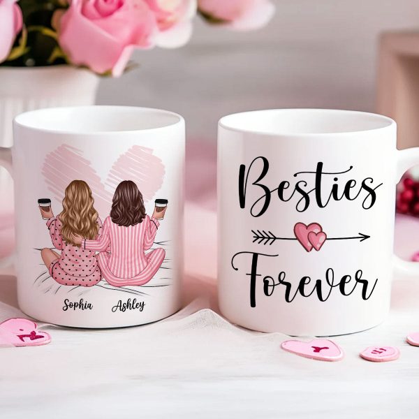 Pink Pajamas Women No Greater Gift Than Sisters, Besties Personalized Mug, Heartfelt Gift For Sisters, Besties