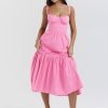 Pink Strap Midi Dress With Pocket Pink Strap Midi Dress With Pocket
