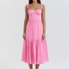Pink Strap Midi Dress With Pocket Pink Strap Midi Dress With Pocket